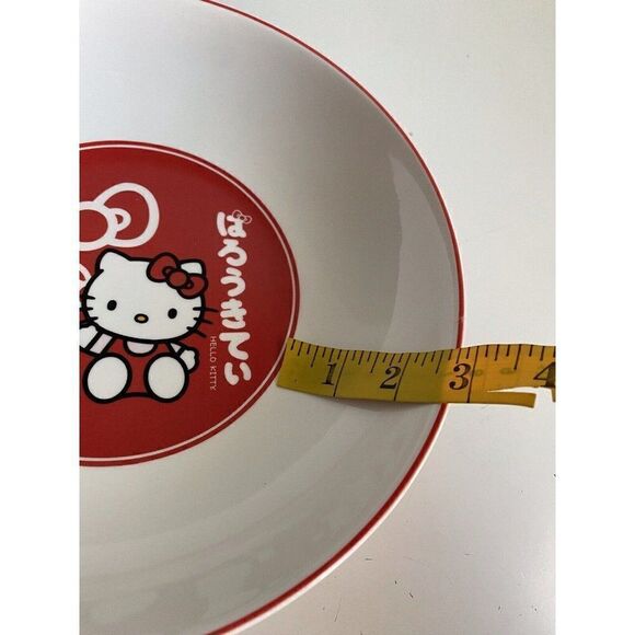 Set Of 2 Sanrio Hello Kitty 9" Ceramic Pasta Dinner Bowls Red Bows NEW - Picture 7 of 11